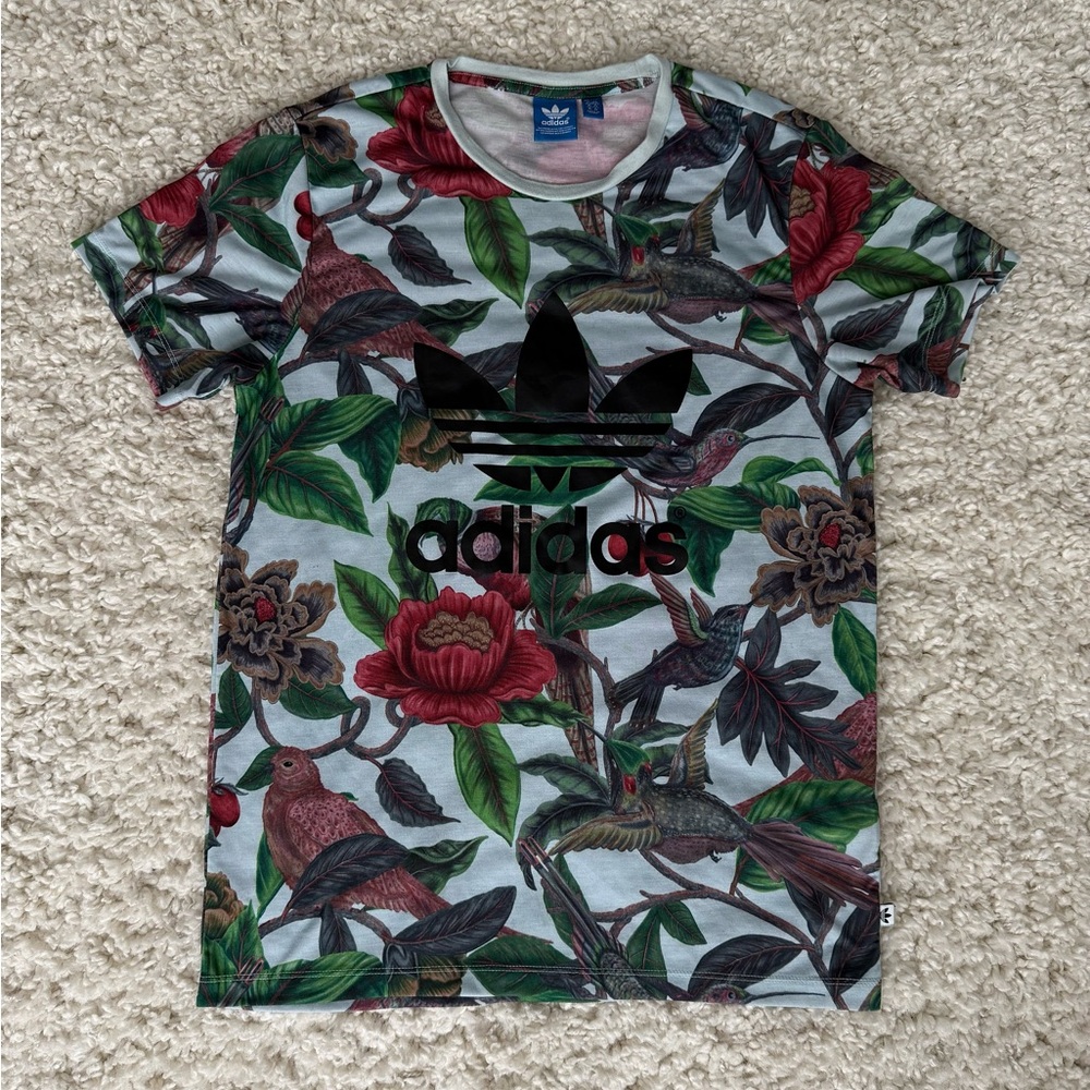 Adidas Tropical Print Tee - Red and Green